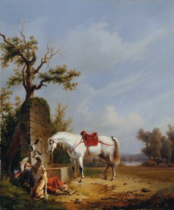 Alemão: Reiter mit Pferd Riding With Horse de Edmond Jean-Baptiste Tschaggeny
