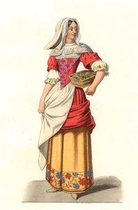 Camponês francês do século XVII, a partir de uma gravura de Jean Saint Jean - Litografia de uma ilustração de Edmond Lechevallier-Chevignard (1825-1902), de "Costumes historiques des 16th