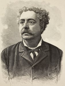 Retrato de Edmondo De Amicis (1846-1908), autor italiano, gravura de E Mancastroppa a partir de fotografia de Schemboche de L