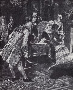 O Duque e a Duquesa de Marlborough caindo em desgraça com a Rainha Ana de Edmund Blair (after) Leighton