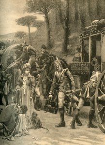 Vôo do rei Joseph Bonaparte de Vitória, Espanha, 1813 c1890. de Edmund Blair Leighton