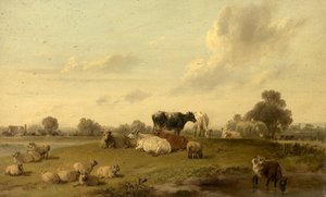 Paisagem, com, boiada, e, ovelha de Edmund Bristow