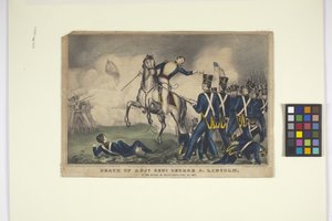 Morte de Adjt. Genl. George S. Lincoln (litografia colorida à mão)