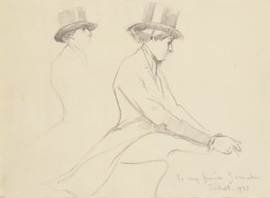 Figuras equestres (lápis sobre papel) de Edmund Charles Tarbell