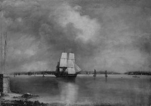 Baía e Porto de Nova York da Ilha de Bedlow, 1864 ou 1866. de Edmund Coates