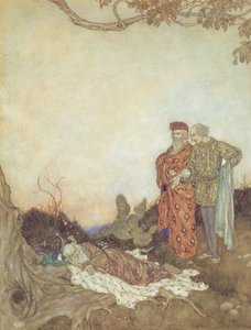 Ilustração para "The Tempest" Ato II, Cena 1 de Edmund Dulac