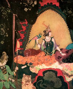 Layla segurando um pássaro, de Edmund Dulac de Edmund Dulac
