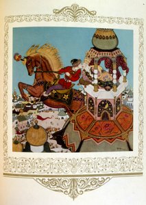 O príncipe beija uma bela princesa numa torre. Rússia" de Dulac. de Edmund Dulac