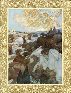 Despertai, porque o sol, por detrás da vossa altura oriental, perseguiu a sessão das estrelas da noite, ilustração de "O Rubaiyat de Omar Khayyam", publicado em 1909 (litografia a cores) de Edmund Dulac