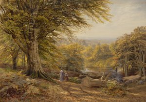 Os queimadores a carvão perto de Weybridge, Surrey, 1870 (wc e bodycolour no papel)