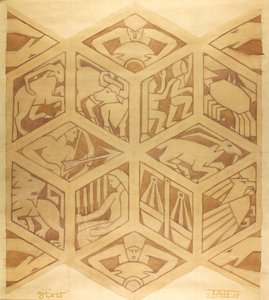 Sinais do Zodíaco - Art Deco, Abril de 1934 (guache sobre papel)