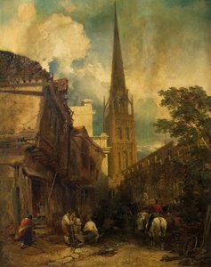 Bayley Lane, com Drapers Hall e St. Michael&39;s Church, Coventry, 1851