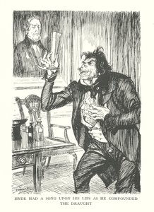 Ilustração para "O estranho caso do Dr. Jekyll e do Sr. Hyde", de R. L. Stevenson (litografia)