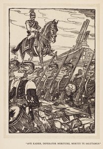 Grinalda do Kaiser: "Ave Kaiser, Imperator Moriture, Mortui Te Salutamus" (litografia). de Edmund Joseph (after) Sullivan