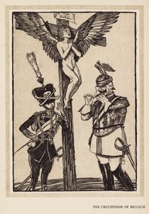 A grinalda do Kaiser: A Crucificação da Bélgica (litografia) de Edmund Joseph (after) Sullivan