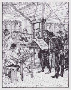 William Caxton na sua loja de impressão (litho)