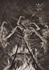 William Shakespeare: A Tragédia de Macbeth, Ato IV, Cena 1 (litografia) de Edmund Joseph (after) Sullivan