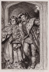 A Famosa História da Vida do Rei Henrique VIII, Acto I, Cena 2 (litho) de Edmund Joseph Sullivan