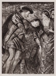 Os Dois Cavalheiros de Verona, Acto V, Sc 4 (litho) de Edmund Joseph Sullivan