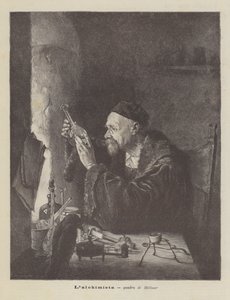Lalquimista, pintura de Hellmer de Edmund Ritter von Hellmer