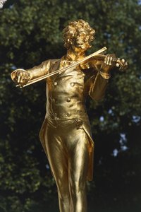 Estátua de um músico, estátua de Johann Strauss, Viena, Áustria de Edmund Ritter von Hellmer