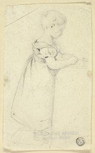 Menina de pé à secretária e a escrever de Edmund Thomas Parris