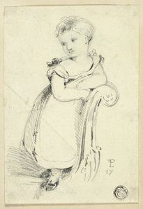 Rapariga de pé sobre sofá (frente); Fragmento: Costas da cabeça de uma mulher (verso) de Edmund Thomas Parris