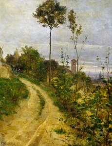Estrada da colina (óleo sobre tela) de Edoardo Calandra