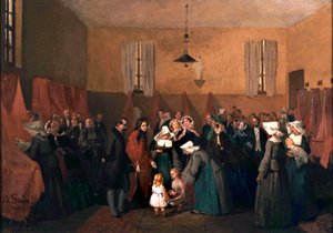 A visita de Napoleão III e Eugenia à creche da Irmã Rosalie de Edouard Alexandre Sain