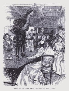 Paris boémia: Aristide Bruant a recitar um dos seus versos (litografia) de Edouard Alfred (1875 1954) Cucuel