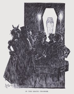 Boémia de Paris: Na câmara mortuária (litografia) de Edouard Alfred (1875 1954) Cucuel