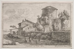 Vistas diversas dentro e ao redor de Roma: Tumba ao longo da Via Ápia de Édouard Baldus