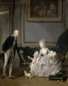 A família de Louis Philippe Joseph dOrléans 1747-1793 no Palais-Royal, 1776 de Edouard Cibot