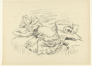 Lendo a mulher deitada na cama Croquis L