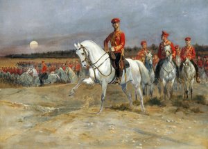 Tsarevich Nicholas Revendo as tropas de Jean-Baptiste Edouard Detaille