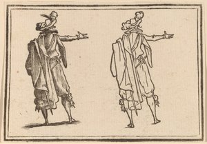 Homem visto de trás com o braço direito estendido de Edouard Eckman after Jacques Callot