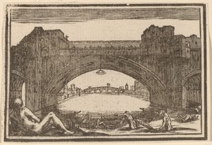Ponte Vecchio, Florença de Edouard Eckman after Jacques Callot