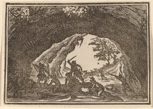 Soldados atacando ladrões de Edouard Eckman after Jacques Callot