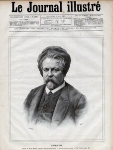 Alfred Grevin (1827-1892) escultor, cartunista, cartunista, caricaturista e designer de figurinos de teatro francês - Gravura de Navellier depois da foto de Nadar no "The Illustrous Journal" de 1892