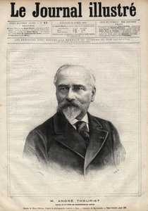 Retrato de André Theuriet (1833-1907), romancista, poeta e acadêmico francês - Gravura de Navellier em "Le journal illustrious" de 1891