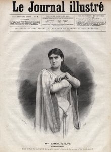 Retrato de Emma Calve (Rosa Noemie Emma Calvet de Roquet, dit) (1858-1942), soprano francês - Gravura de Navellier no "The Illustrous Journal" de 1892
