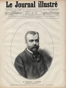 Retrato de Ernest Lavisse (1842-1922), historiador e acadêmico francês - Gravura de Navellier em "Le journal illustrious" de 1892 de Edouard Felicien Eugene Navellier