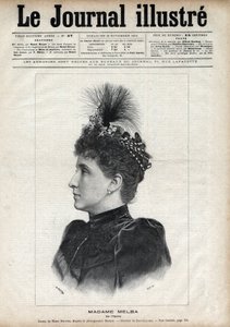 Retrato de Nellie Melba (Helen Porter Mitchell, dit) (1861-1931), soprano australiano - Gravura de Navellier no "The Illustrous Journal" de 1891