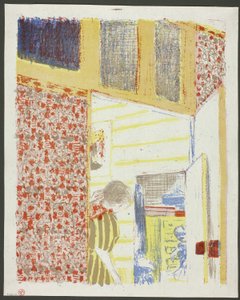 Interior com papel de parede cor-de-rosa III, placa sete de Paisagens e interiores