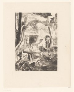 Paisagem com palmeiras e figuras de banho de Edouard Léon Louis Edy Legrand (attributed to)