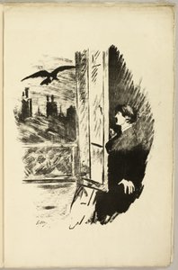 Na janela ("Abra aqui eu arremessei a persiana..."), de O Corvo (Le Corbeau) de Édouard Manet