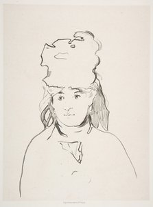 Berthe Morisot em silhueta, 1872-74, publicado em 1884. de Édouard Manet