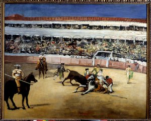 Os touros lutam. Representação de uma tourada. Pintura por Edouard Manet (1832-1883) de Édouard Manet