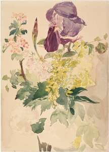 Pedaço de flor com íris, laburno e gerânio, 1880 de Édouard Manet
