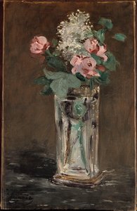Flores em um vaso de cristal (óleo sobre tela) de Édouard Manet